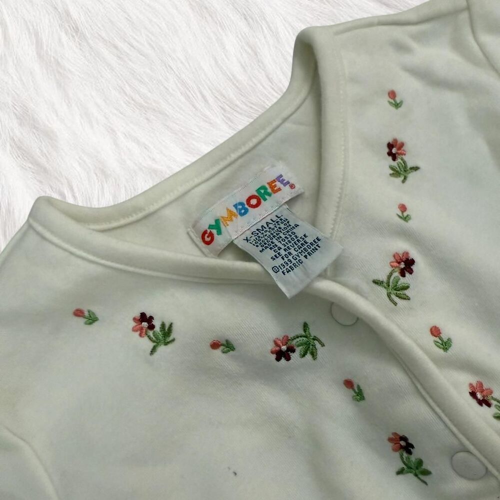 Vintage Gymboree 100% cotton Kids cream cardigan with floral embroidery - Picture 3 of 8